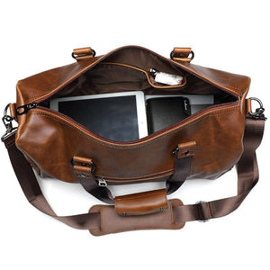 Planet Gates Vintage Crazy horse pu Leather Men Travel Bags Luggage Travel Bag Leather Men's Duffle Bags Large Men Weekend Bag