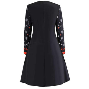 Planet Gates Vintage Kjoler Kvinder Casual Elegant Kontorarbejde Julekjole Retro Hepburn O-hals Langærmet Swing Festkjole Plus Size