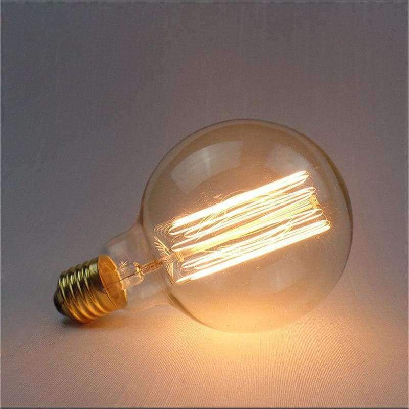 Planet Gates Vintage Edison Light Bulb G95 E27 Spiral 60W Incandescent Bulb Retro Tungsten Filament Bulb Pendant Lamp Decor Lighting 220V