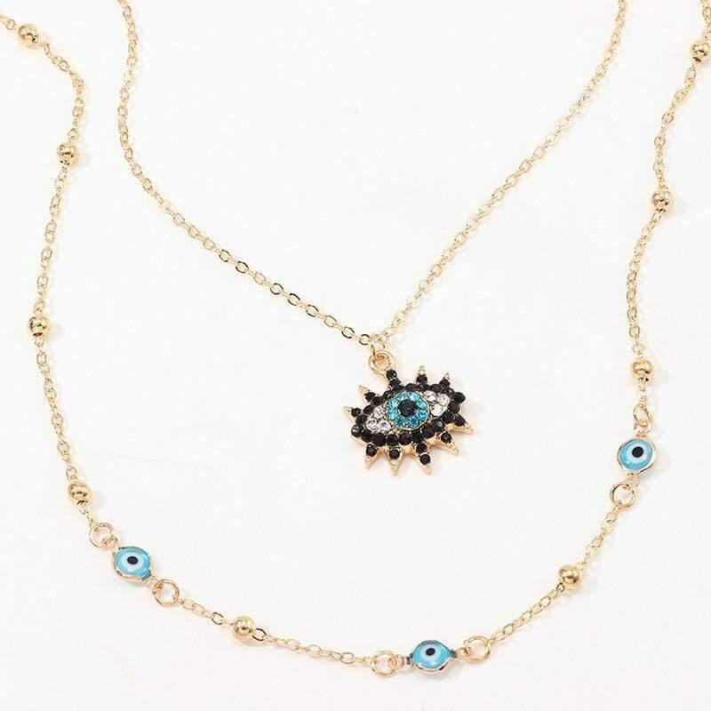 Vintage Fashion Evil Eye Necklace Pendant Clavicle Chain Statement Long Necklace Women Accessory Collares De Moda Bijoux Femme (gold)