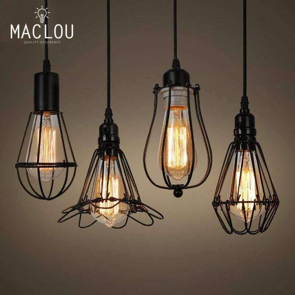 Planet Gates Vintage Industrial Retro Pendant Lamp Edison Light E27 Holder Iron Cage Lampshade Warehouse Style Light Fixture Indoor Lighting