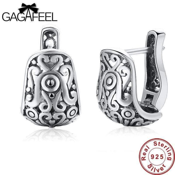 Planet Gates Vintage Jewelry Earring National Element Tibetan Carving Hollow Retro 925 Sterling Silver Earrings for Girl