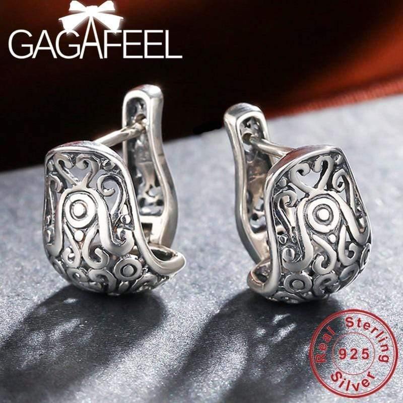 Planet Gates Vintage Jewelry Earring National Element Tibetan Carving Hollow Retro 925 Sterling Silver Earrings for Girl
