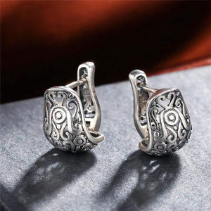 Planet Gates Vintage Jewelry Earring National Element Tibetan Carving Hollow Retro 925 Sterling Silver Earrings for Girl