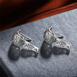 Planet Gates Vintage Jewelry Earring National Element Tibetan Carving Hollow Retro 925 Sterling Silver Earrings for Girl