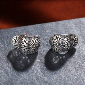 Planet Gates Vintage Jewelry Earring National Element Tibetan Carving Hollow Retro 925 Sterling Silver Earrings for Girl