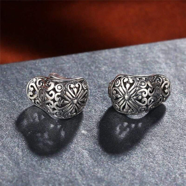 Planet Gates Vintage Jewelry Earring National Element Tibetan Carving Hollow Retro 925 Sterling Silver Earrings for Girl