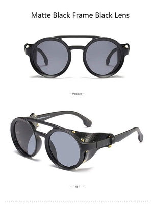 Planet Gates Vintage Men Steampunk Goggles Sunglasses Women Retro Shades Fashion Leather With Side Shields Round Sun Glasses