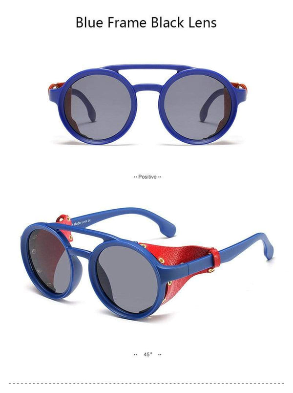 Planet Gates Vintage Men Steampunk Goggles Sunglasses Women Retro Shades Fashion Leather With Side Shields Round Sun Glasses