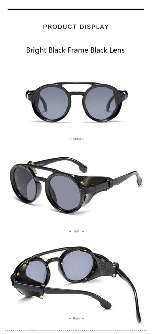 Planet Gates Vintage Men Steampunk Goggles Sunglasses Women Retro Shades Fashion Leather With Side Shields Round Sun Glasses