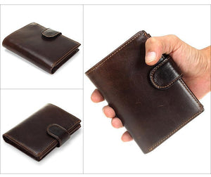 Planet Gates Vintage Men Wallet Genuine Leather Short Wallets Male Multifunctional Cowhide Purse Coin Pocket Driver License Holder