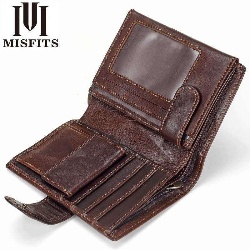 Planet Gates Vintage Men Wallet Genuine Leather Short Wallets Male Multifunctional Cowhide Purse Coin Pocket Driver License Holder