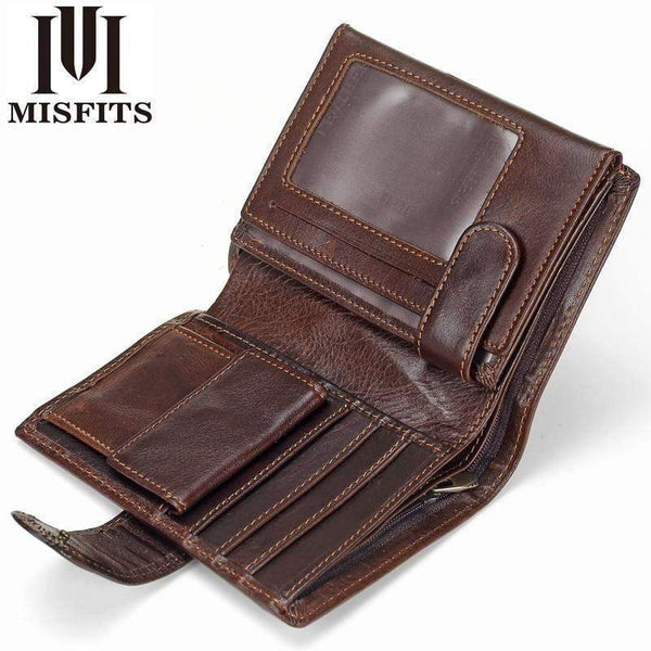 Planet Gates Vintage Men Wallet Genuine Leather Short Wallets Male Multifunctional Cowhide Purse Coin Pocket Driver License Holder