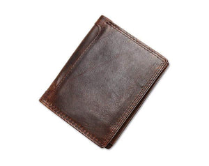 Planet Gates Vintage Men Wallets Crazy Horse Leather Wallets for Men Multi Function Men Wallet with Coin Pocket Brown Male Purse