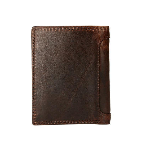 Planet Gates Vintage Men Wallets Crazy Horse Leather Wallets for Men Multi Function Men Wallet with Coin Pocket Brown Male Purse