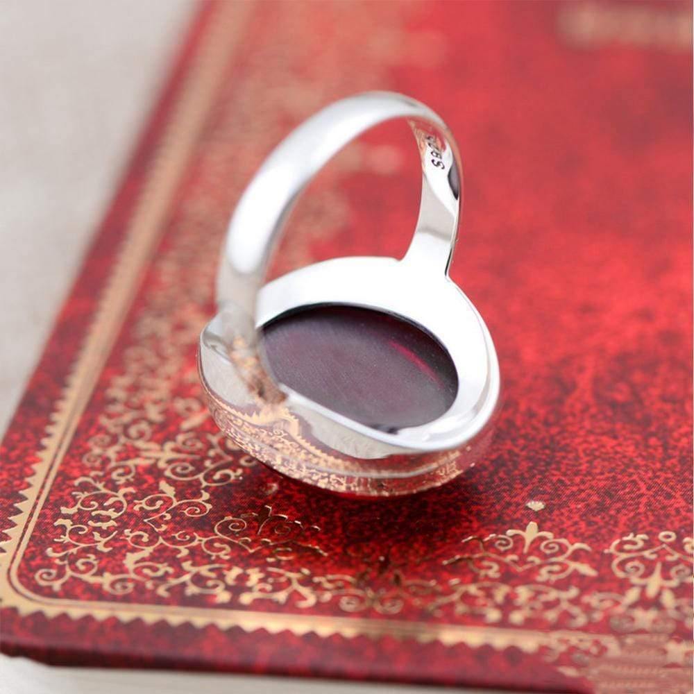 Planet Gates Vintage Natural Red Corundum Ring with Fish Pattern Solid 925 Sterling Silver Ring for Women;s Party Wedding  Jewelry