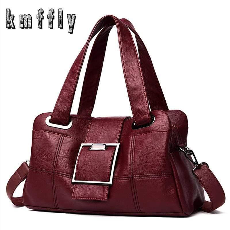 Vintage Plaid Women Leather Handbags Soft Leather Female Crossbody Shoulder Bags Designer Ladies