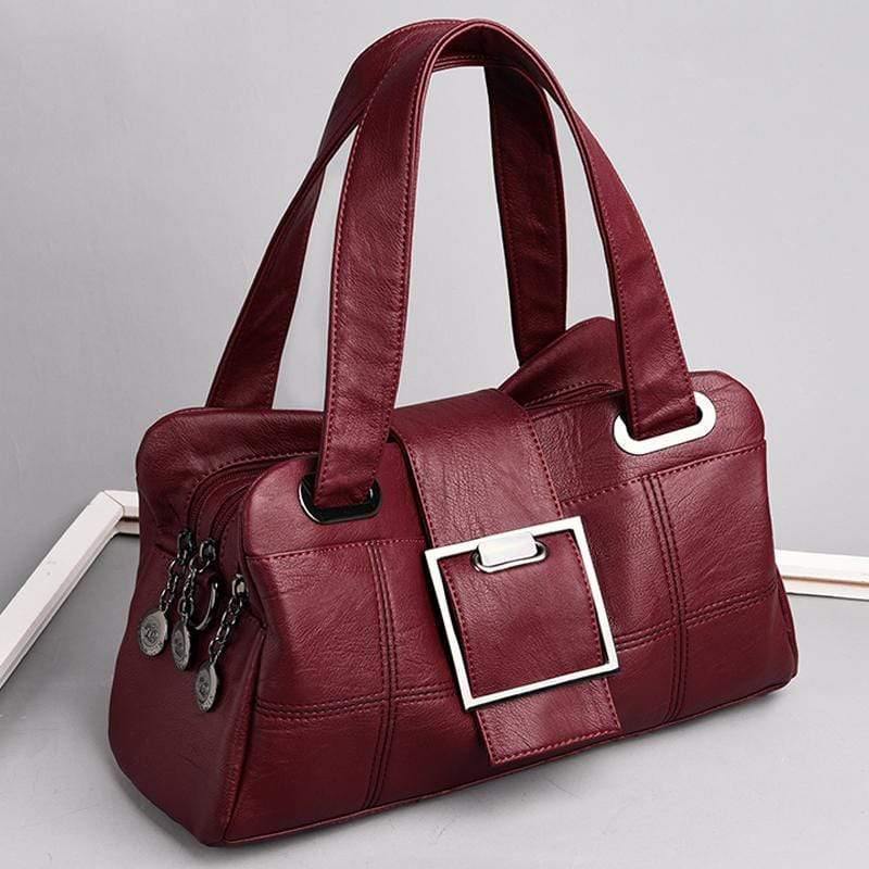 Vintage Plaid Women Leather Handbags Soft Leather Female Crossbody Shoulder Bags Designer Ladies