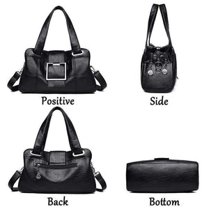 Vintage Plaid Women Leather Handbags Soft Leather Female Crossbody Shoulder Bags Designer Ladies
