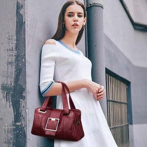 Vintage Plaid Women Leather Handbags Soft Leather Female Crossbody Shoulder Bags Designer Ladies
