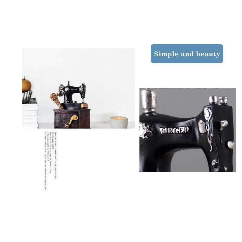 Planet Gates Vintage Resin Sewing Machine Pen Holder Ornaments Figurine Retro Crafts Old Furniture Sewing Machine Miniature Home Decor Gifts