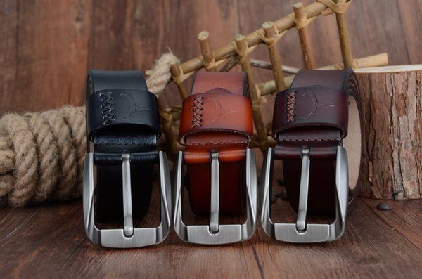 Planet Gates Vintage style pin buckle cow genuine leather belts for men 130cm high quality mens belt  free shipping
