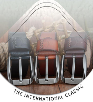Planet Gates Vintage style pin buckle cow genuine leather belts for men 130cm high quality mens belt  free shipping