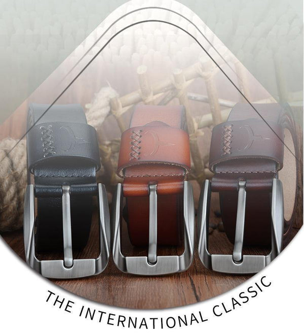 Planet Gates Vintage style pin buckle cow genuine leather belts for men 130cm high quality mens belt  free shipping