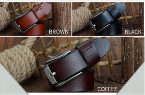 Planet Gates Vintage style pin buckle cow genuine leather belts for men 130cm high quality mens belt  free shipping