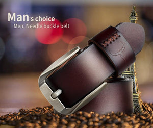 Planet Gates Vintage style pin buckle cow genuine leather belts for men 130cm high quality mens belt  free shipping