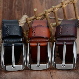 Planet Gates Vintage style pin buckle cow genuine leather belts for men 130cm high quality mens belt  free shipping