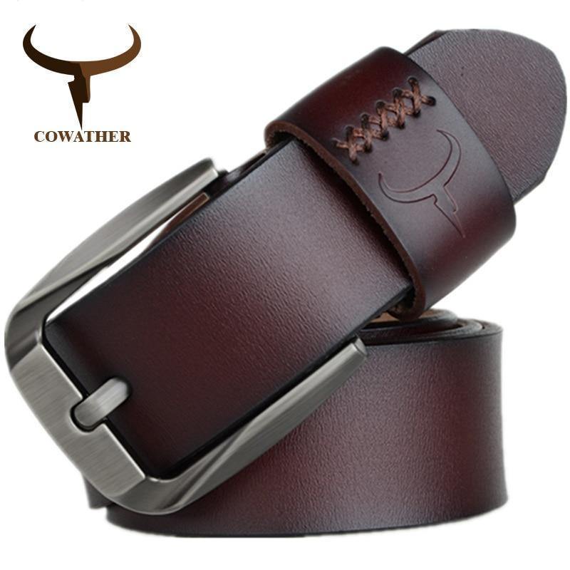 Planet Gates Vintage style pin buckle cow genuine leather belts for men 130cm high quality mens belt  free shipping