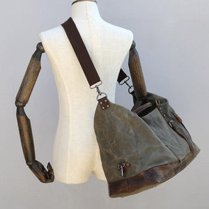 Planet Gates Vintage Waxed Canvas Men Travel Duffel Large Capacity Oiled Leather Military Weekend Bag Basic Holdall Tote Overnight Bags