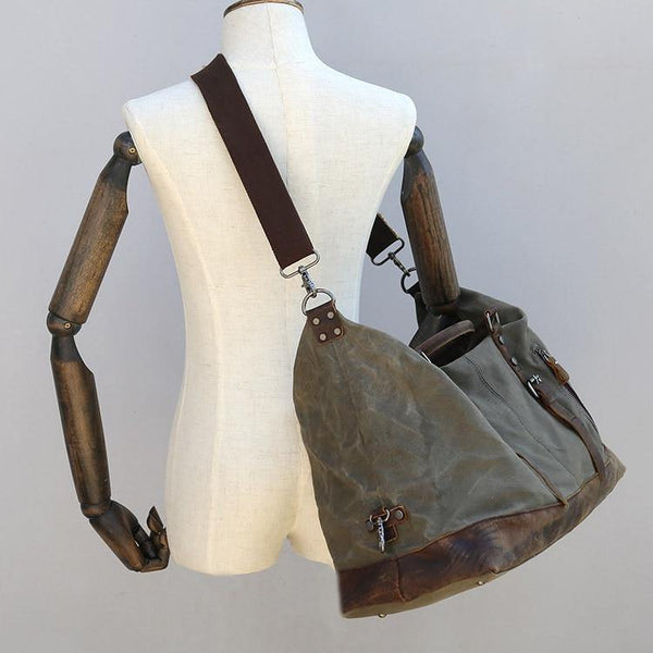 Planet Gates Vintage Waxed Canvas Men Travel Duffel Large Capacity Oiled Leather Military Weekend Bag Basic Holdall Tote Overnight Bags