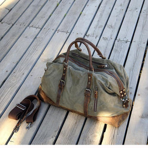 Planet Gates Vintage Waxed Canvas Men Travel Duffel Large Capacity Oiled Leather Military Weekend Bag Basic Holdall Tote Overnight Bags