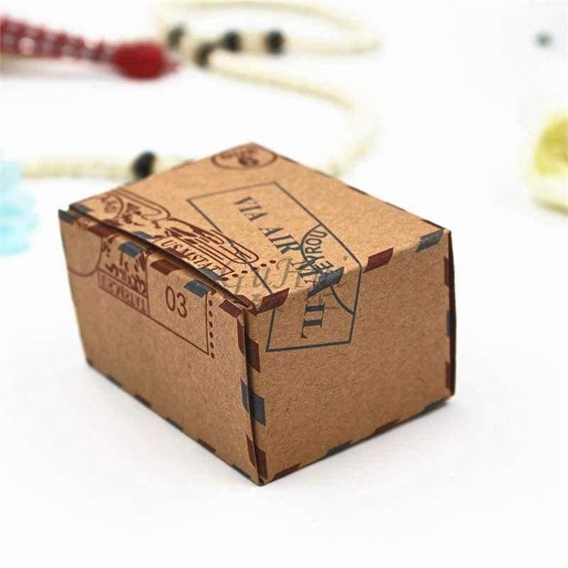Planet Gates Vintage Wedding Supplies Envelope Air Mail Kraft Paper Candy Box Earth Compass Metal Charms Travel Theme Gift Packaging Box Rope