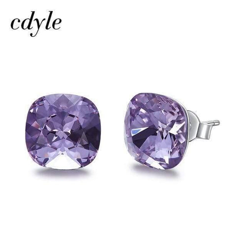 Planet Gates Violet Embellished with Crystal Stud Earrings Women Earrings Austrian Rhinestone 925 Sterling Silver Earrings