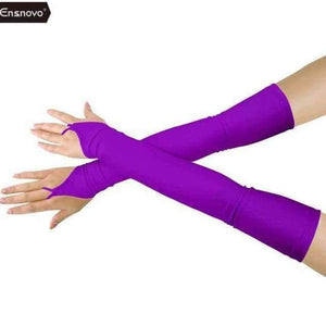 Planet Gates Violet / One Size Ensnovo Women 18"  Stretchy Lycra Fingerless Over Elbow Opera Long Gloves costume cosplay dance party gloves