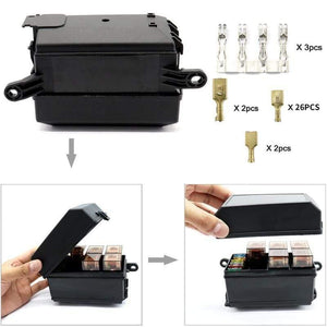 Planet Gates VODOOL Universal DC 12V Car Marine Boat 6-Way Relay+ 6-Slot ATO/ATC Blade Fuse Holder Box Block Car Auto Replacement Parts Fuses