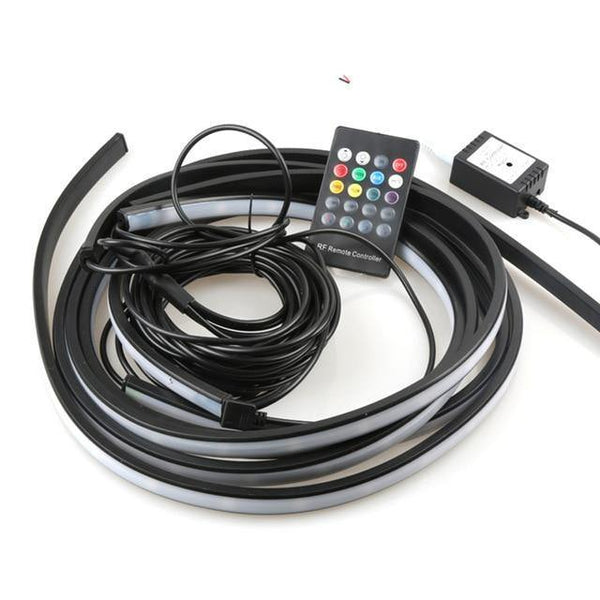 Planet Gates voice 90cm 120cm 4x Car Underglow Flexible Strip LED APP/Remote Control RGB Decorative Atmosphere Lamp Under Tube Underbody System Neon Light Kit