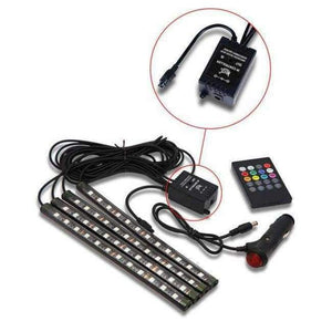 Planet Gates voice Remote control Car Interior Floor Atmosphere Remote/App/Voice Control RGB LED DRL Strip Light Wireless Lamp Foot Decoration Cigarette Light 12V