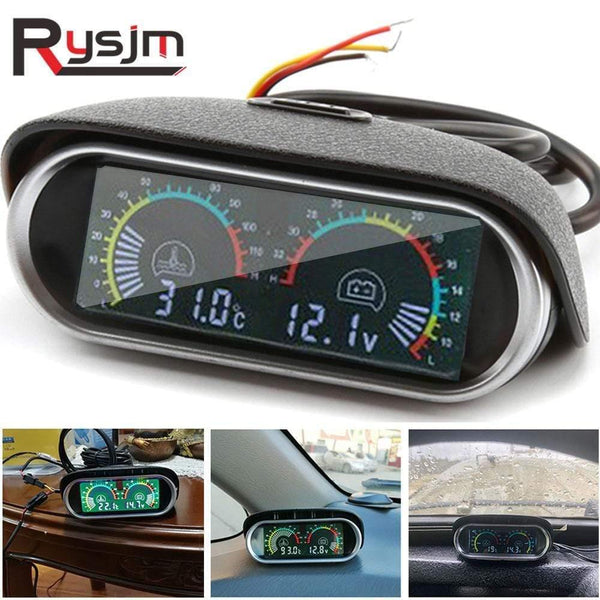 Planet Gates Voltmeter car motorcycle auto for mitsubishi Horizontal water temperature gauge motor temp sensor Volt Meter 2 in 1 12v LCD