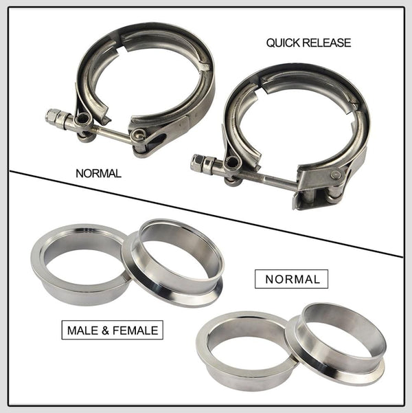 Planet Gates VR - 2.5" SUS 304 Steel Stainless Exhaust V Band Clamp Flange Kit QUICK RELEASE CLAMP Male Female FLANGE OR NORMAL TYPE