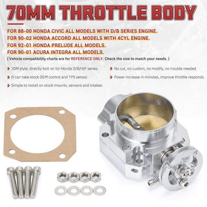 Planet Gates VR Aluminum Upgrade 70MM Throttle Body Silver For Honda Civic Acura Integra B16 B18 Intake Manifold VR6952