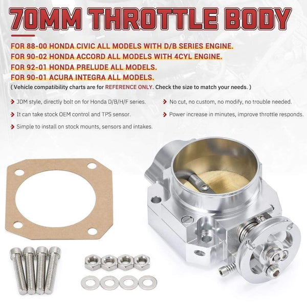 Planet Gates VR Aluminum Upgrade 70MM Throttle Body Silver For Honda Civic Acura Integra B16 B18 Intake Manifold VR6952