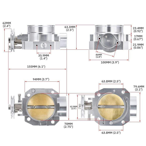 Planet Gates VR Aluminum Upgrade 70MM Throttle Body Silver For Honda Civic Acura Integra B16 B18 Intake Manifold VR6952