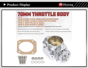 Planet Gates VR Aluminum Upgrade 70MM Throttle Body Silver For Honda Civic Acura Integra B16 B18 Intake Manifold VR6952