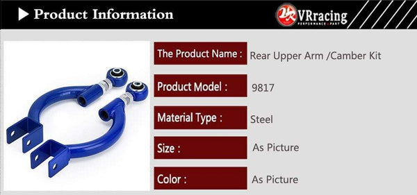 Planet Gates VR - BLUE FOR 95-98 240SX S14 S15 R33 REAR ADJUSTABLE CAMBER CONTROL ARM KIT SUSPENSION VR9817