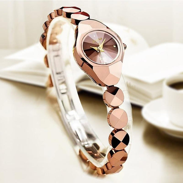 Planet Gates W 735CK 5M / China Women luxury brand waterproof style quartz watch Tungsten steel gold nurse watch bracelet women