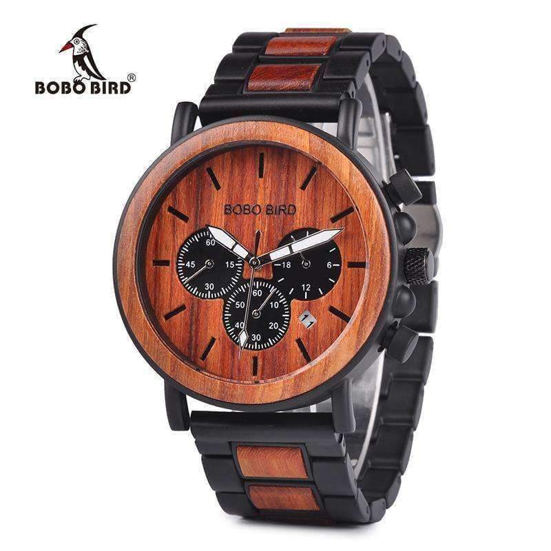 Planet Gates W-P09-1 / China BOBO BIRD Wooden Men Watches Relogio Masculino Top Brand Luxury Stylish Chronograph Military Watch A Great Gift for Male OEM